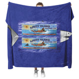 Amity Sign w Shark Bckgrnd - Fleece Blanket