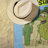 Aruba - Iguana Cactus Cartoon - Beach Towel