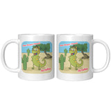 Aruba - One Happy Island, Iquana Cactus Cartoon, Mug
