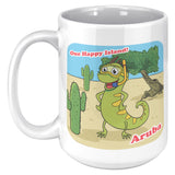 Aruba - One Happy Island, Iquana Cactus Cartoon, Mug