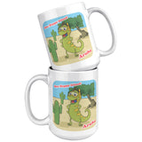 Aruba - One Happy Island, Iquana Cactus Cartoon, Mug