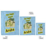 Aruba Iguana Cactus Cartoon, Fleece Blanket