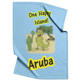 Aruba Iguana Cactus Cartoon, Fleece Blanket