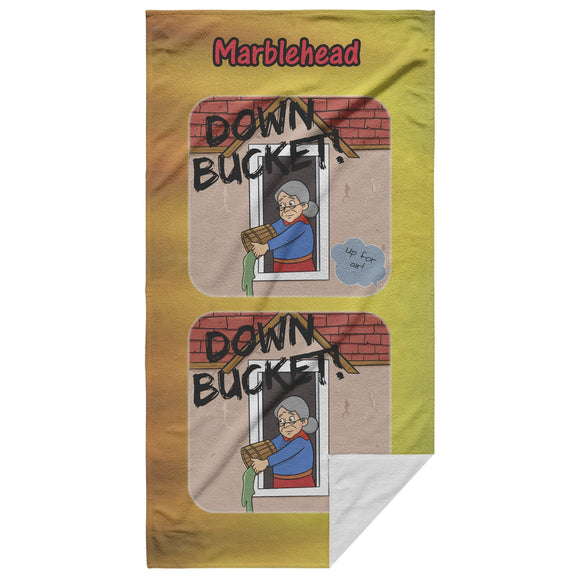 Down Bucket - Up for Air - Beach Towel - Orange-Yellow Background