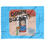 Down Bucket Cartoon - Fleece Blanket Lt Blue Bckgrnd