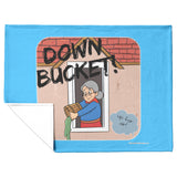 Down Bucket Cartoon - Fleece Blanket Lt Blue Bckgrnd