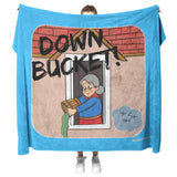 Down Bucket Cartoon - Fleece Blanket Lt Blue Bckgrnd