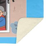 Down Bucket Cartoon - Fleece Blanket Lt Blue Bckgrnd