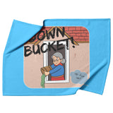 Down Bucket Cartoon - Fleece Blanket Lt Blue Bckgrnd