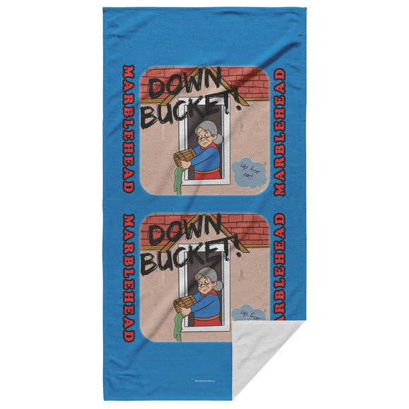 Down Bucket Cartoon 2 image - Beach Towel - Blue Bckgrnd