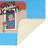 Down Bucket Cartoon 2 image - Fleece Blanket - Blue Bckgrnd