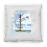 Marblehead, Lighthouse Color Sketch, Clouds - Pillow, Large