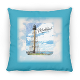 Marblehead, Lighthouse Color Sketch, Clouds - Pillow, Large