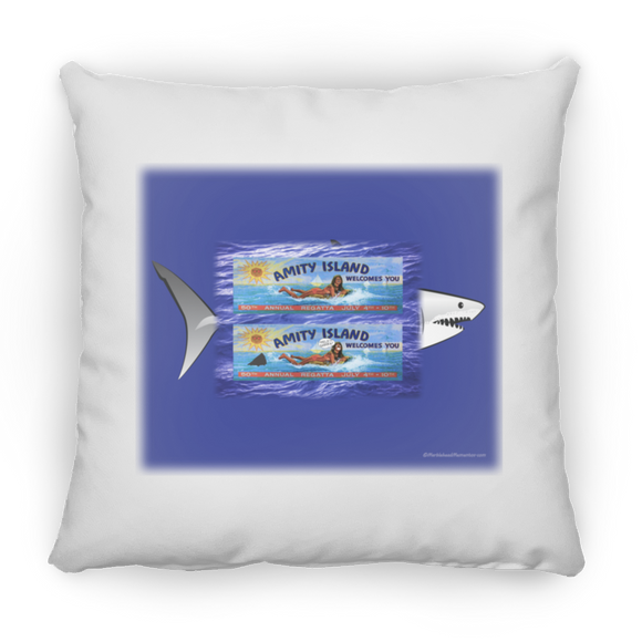 Amity Welcomes You Billboard, Shark Bckgrnd - Pillow, Large