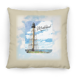 Marblehead, Lighthouse Color Sketch, Clouds - Pillow, Medium