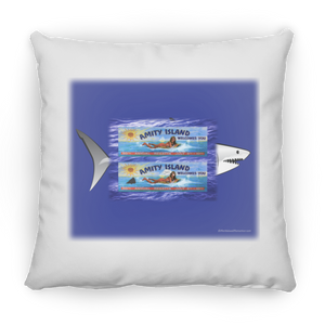 Amity Welcomes You Billboard, Shark Bckgrnd - Pillow, Medium