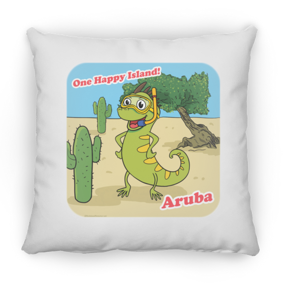 ARUBA Iguana Cactus Cartoon - Pillow, Medium