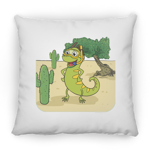 Iguana Cactus Cartoon - Pillow, Small