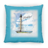 Marblehead, Lighthouse Color Sketch, Clouds - Pillow, Medium