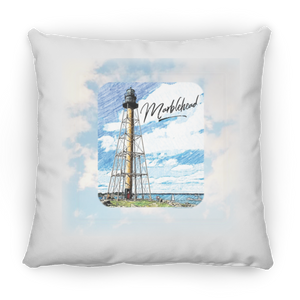 Marblehead, Lighthouse Color Sketch, Clouds - Pillow, Medium