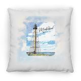 Marblehead, Lighthouse Color Sketch, Clouds - Pillow, Medium