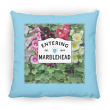 Marblehead, Entering Marblehead Sign, hollyhocks - Pillow, Small