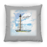 Marblehead, Lighthouse Color Sketch, Clouds - Pillow, Small