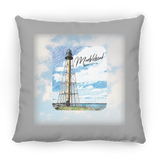 Marblehead, Lighthouse Color Sketch, Clouds - Pillow, Large