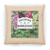 Marblehead, Entering Marblehead Sign, hollyhocks - Pillow, Small