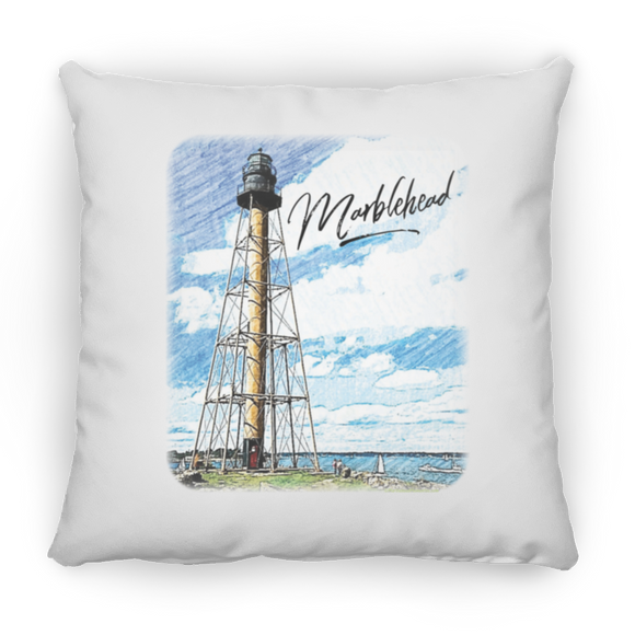 Marblehead, Lighthouse Color Sketch - Pillow, Medium