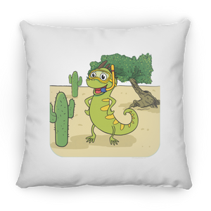 Iguana Cactus Cartoon - Pillow, Large