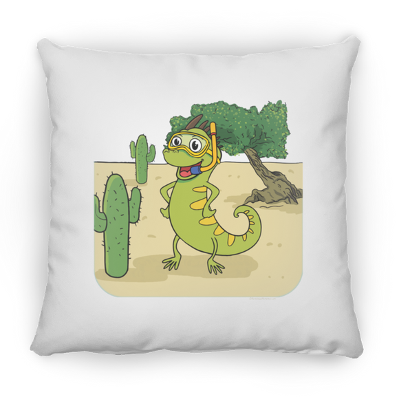 Iguana Cactus Cartoon - Pillow, Large