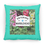 Marblehead, Entering Marblehead Sign, Hollyhocks - Pillow, Medium