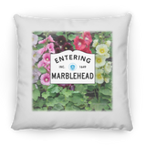 Marblehead, Entering Marblehead Sign, hollyhocks - Pillow, Small