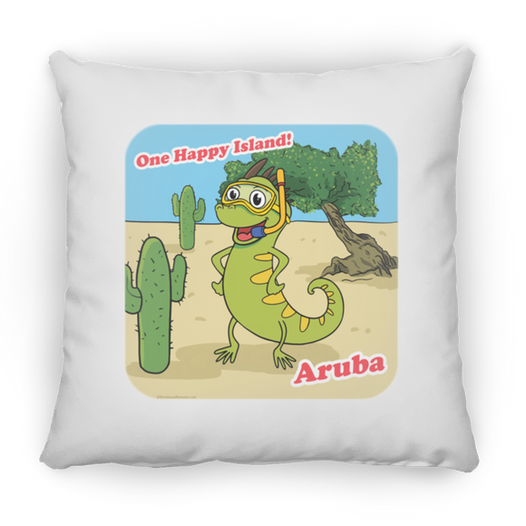 ARUBA Iguana Cactus Cartoon - Pillow, Large