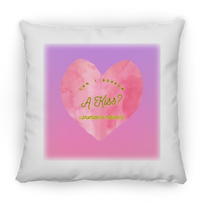 Can I Borrow a Kiss, Heart, Gradient Bckgrnd - Pillow, Large