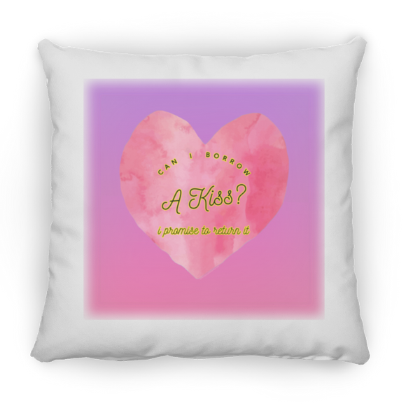 Can I Borrow a Kiss, Heart, Gradient Bckgrnd - Pillow, Medium