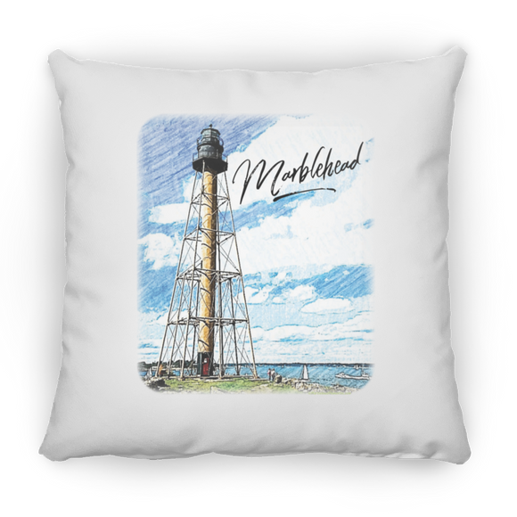 Marblehead, Lighthouse Color Sketch - Pillow, Small