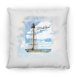 Marblehead, Lighthouse Color Sketch, Clouds - Pillow, Small