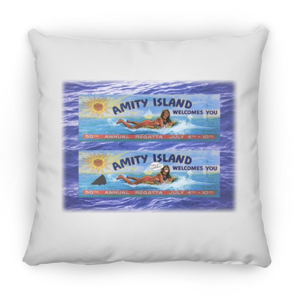 Amity Welcomes You Billboard, Water Bckgrnd - Pillow, Medium