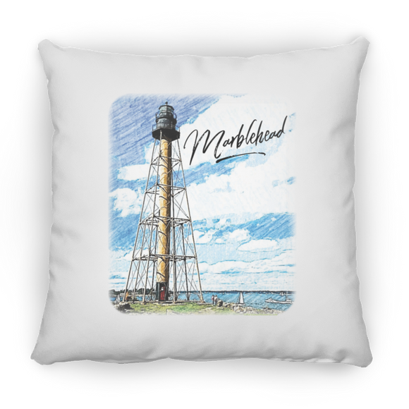 Marblehead, Lighthouse Color Sketch - Pillow, Large