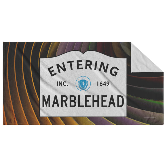 Entering Marblehead Sign - Beach Towel  v2