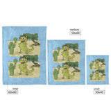Iguana Cactus Cartoon - 2 Image -Fleece Blanket - Blue Bckgrnd