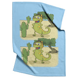 Iguana Cactus Cartoon - 2 Image -Fleece Blanket - Blue Bckgrnd