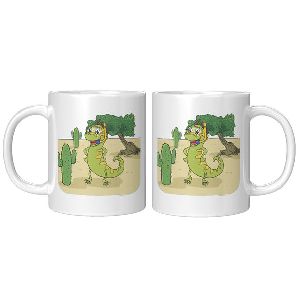 Iguana Cactus Cartoon, Mug