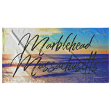 MARBLEHEAD Massachusetts - Beach Towel - Ocean Sun Bckgrnd v2