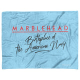 Marblehead - Birthplace of American Navy - Fleece Blanket Blue bckgnd