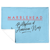 Marblehead - Birthplace of American Navy - Fleece Blanket Blue bckgnd