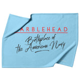 Marblehead - Birthplace of American Navy - Fleece Blanket Blue bckgnd