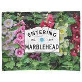Marblehead - Entering Marblehead sign - Hollyhocks